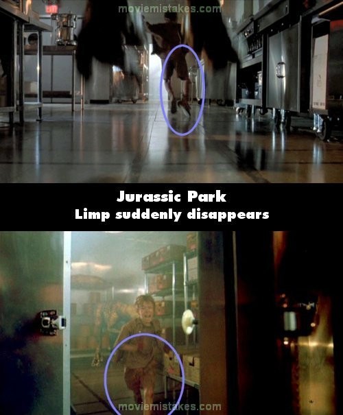 Phim Jurassic Park, khi những con chim ăn thịt đuổi Tim trong bếp, cậu chạy trốn với cái chân khập khiễng. Tuy nhiên, lúc Tim chạy đuợc ra khỏi cửa và đóng cửa lại, chân cậu lại hoàn toàn bình thường, không hề thấy đau đớn gì